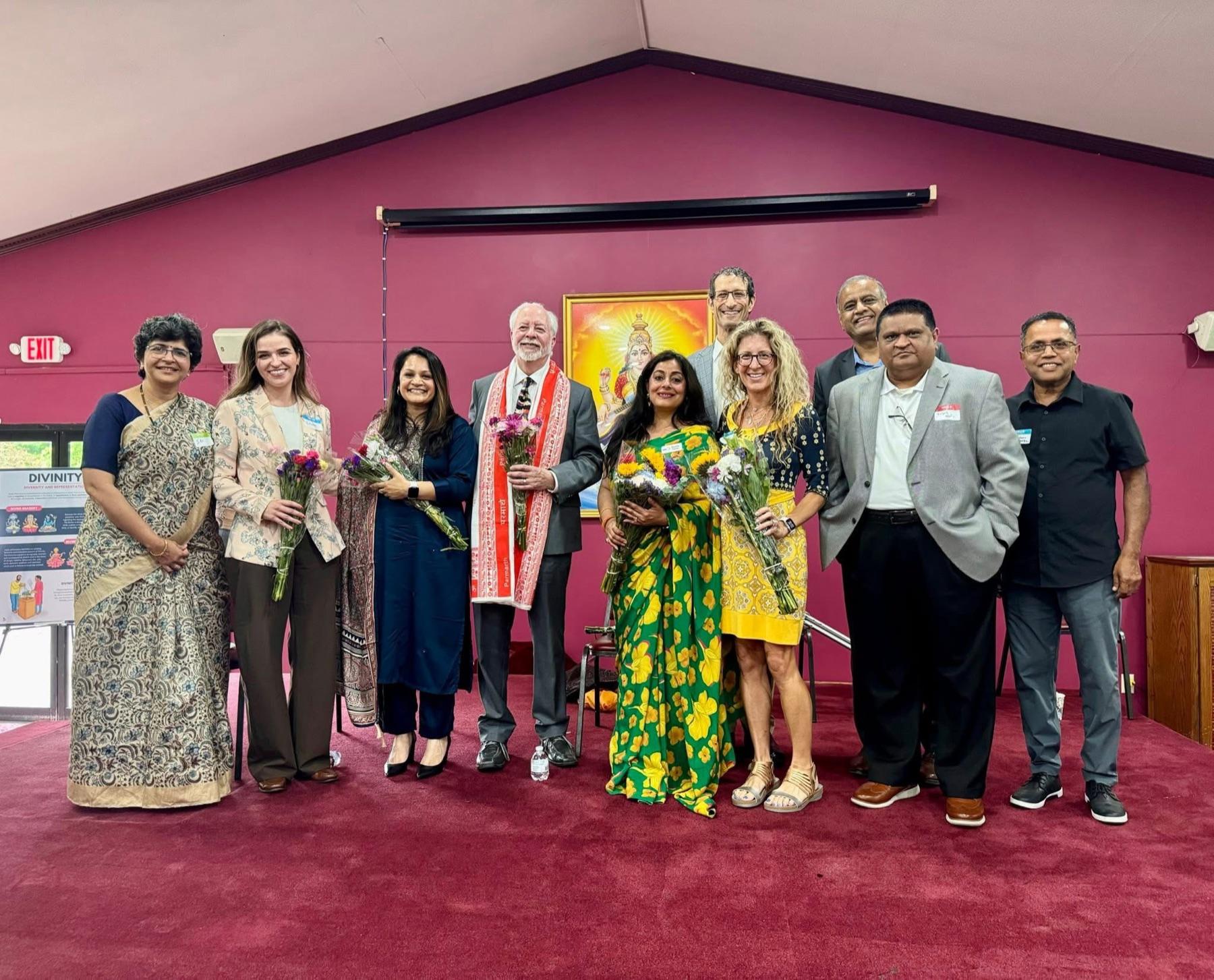 Hindu and Jewish neighbors gathered together at an Om & Shalom event